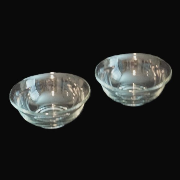 Set of 2 Tempered Clear Glass Ramekin Fruit Dish Bowls - Picture 1 of 5
